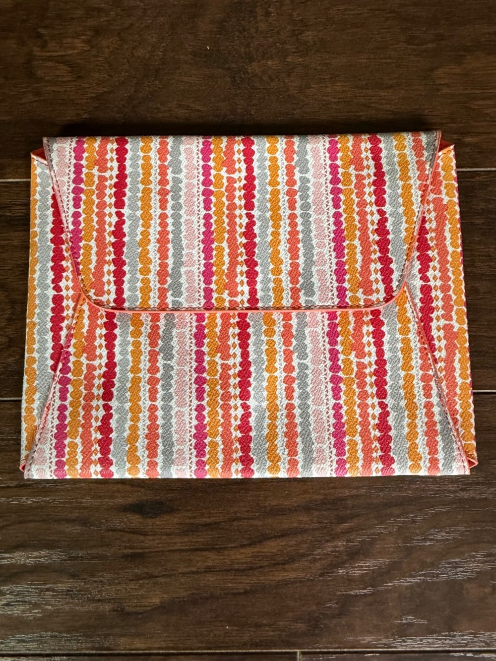 Vera Bradley Coated Travel Document Organizer Envelope Clutch Pink Orange EUC